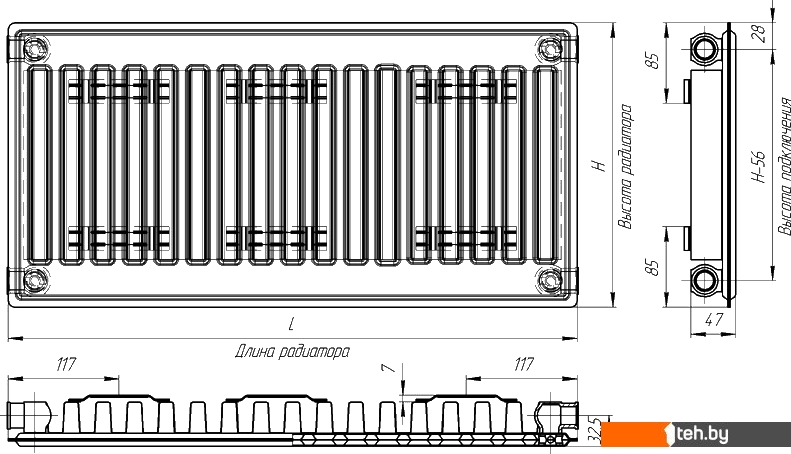 Радиаторы отопления Лидея ЛК 11-509 тип 11 500x900