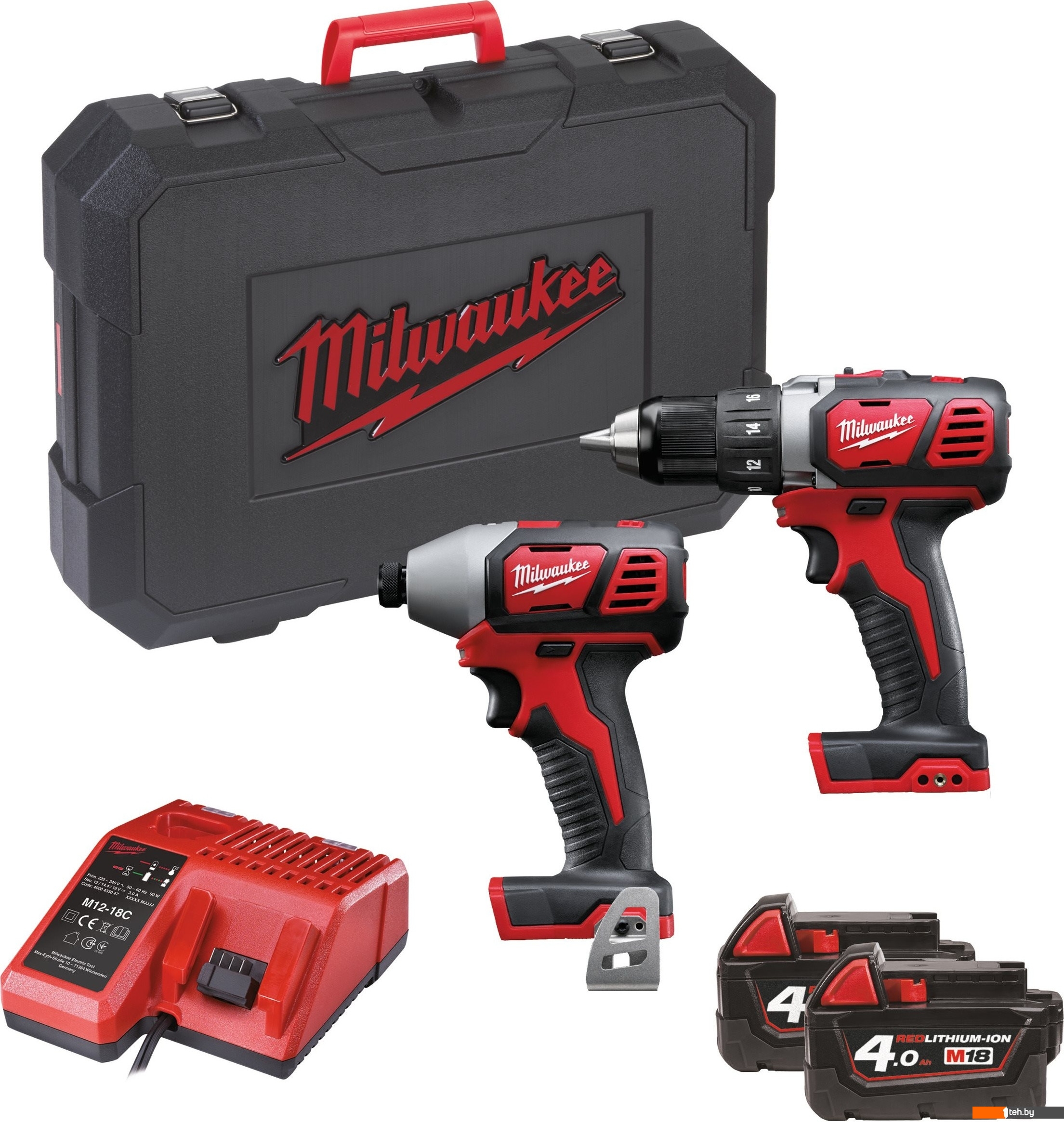 Наборы электроинструментов Milwaukee M18 BPP2D-402C 4933447126 (шуруповерт, винтоверт, 2 АКБ, кейс)