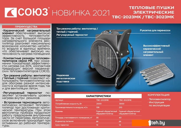 Обогреватели Союз ТВС-3023МК