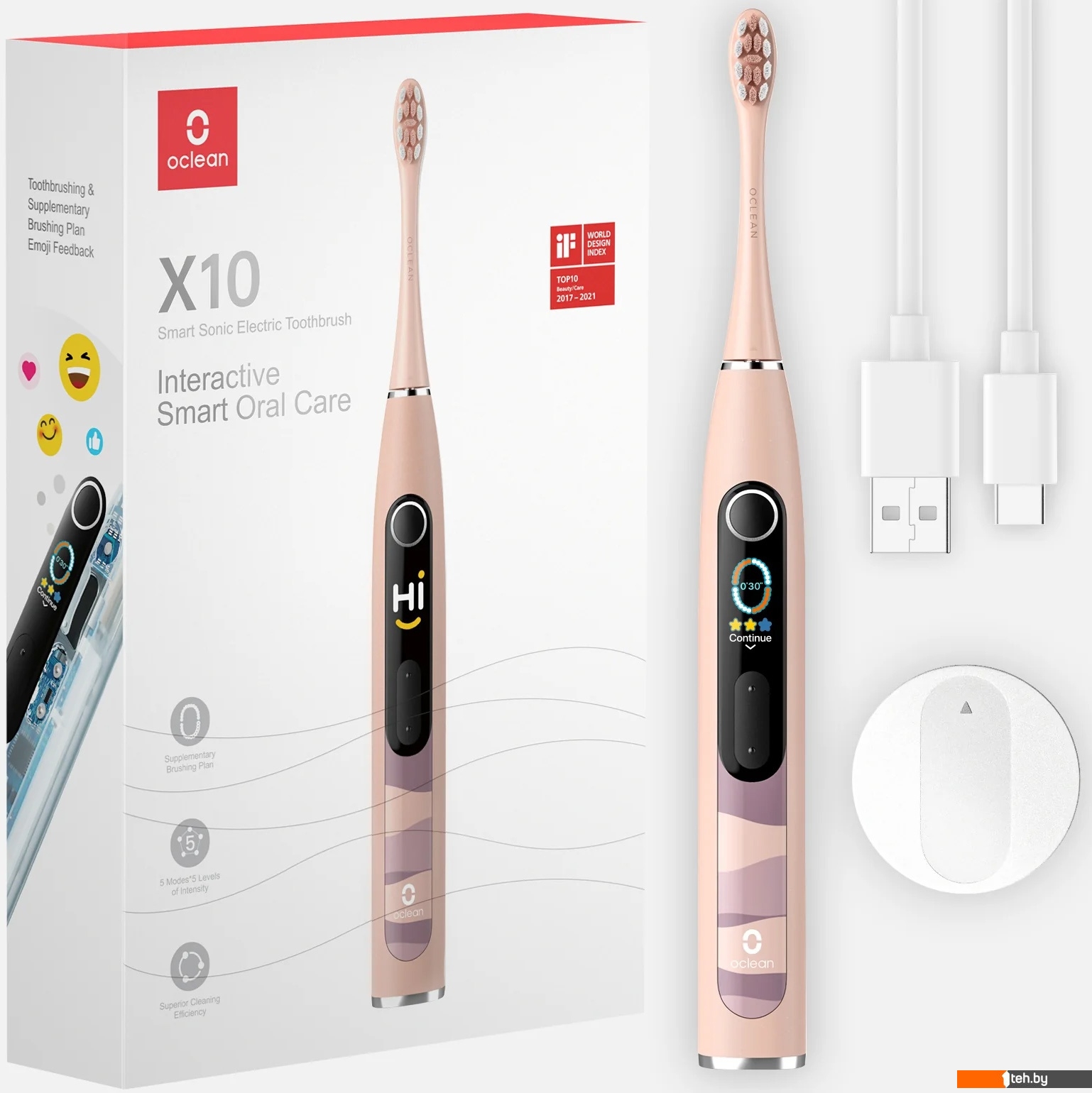  - Электрические зубные щетки и ирригаторы Oclean X10 Smart Electric Toothbrush (розовый) - X10 Smart Electric Toothbrush (розовый)