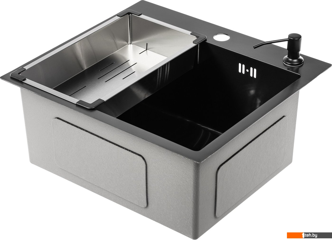 Кухонные мойки Saniteco 5045 PVD (с сифоном, дозатором и коландером)