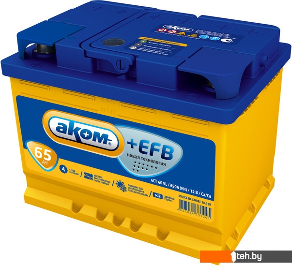  - Автомобильные аккумуляторы AKOM +EFB 65 (65 А·ч) - +EFB 65 (65 А·ч)