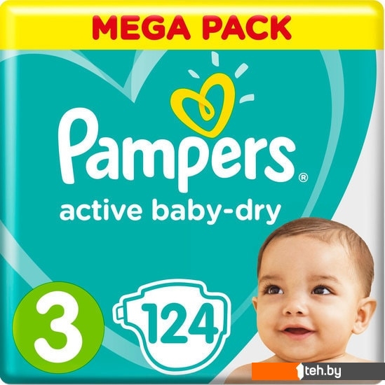  - Детские подгузники Pampers Active Baby-Dry 3 Midi (124 шт) - Active Baby-Dry 3 Midi (124 шт)