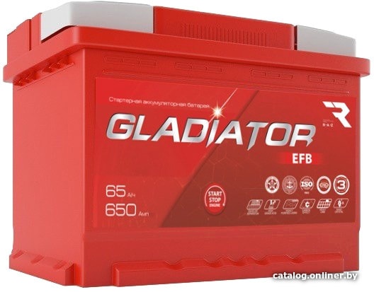  - Автомобильные аккумуляторы Gladiator EFB 65 R+ (65 А·ч) - EFB 65 R+ (65 А·ч)