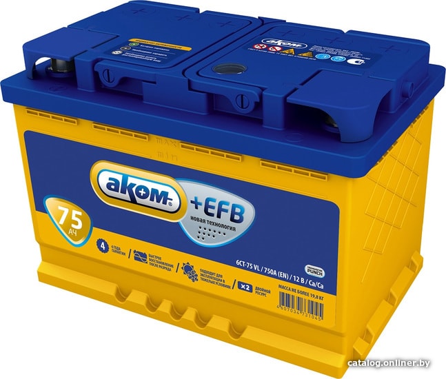  - Автомобильные аккумуляторы AKOM +EFB 75e (75 А·ч) - +EFB 75e (75 А·ч)