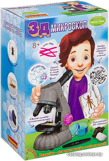  - Игры-опыты, эксперименты Bondibon Науки с Буки 3D-микроскоп ВВ3378 - Науки с Буки 3D-микроскоп ВВ3378
