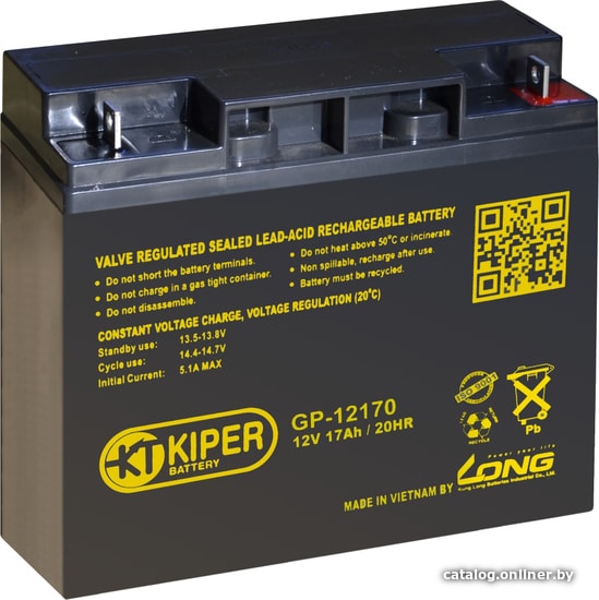  - Аккумуляторы для ИБП Kiper GP-12170 (12В/17 А·ч) - GP-12170 (12В/17 А·ч)