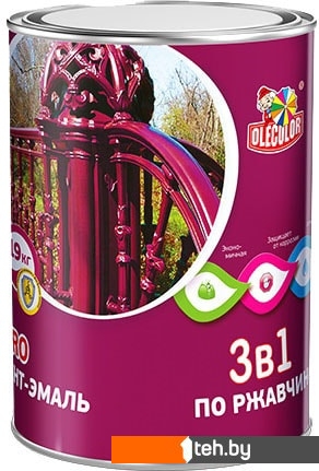  - Краски и эмали Olecolor 3 в 1 по ржавчине 4 кг (белый) - 3 в 1 по ржавчине 4 кг (белый)