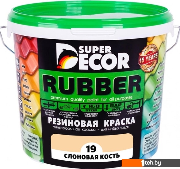  - Краски и эмали Super Decor Rubber 6 кг (№19 слоновая кость) - Rubber 6 кг (№19 слоновая кость)