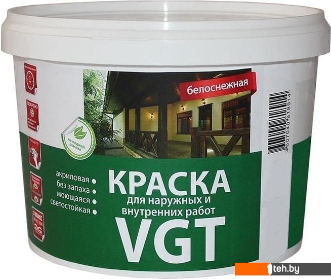  - Краски и эмали VGT Для наружн/внутр. работ Моющаяся ВД-АК-1180 15 кг (белоснежный) - Для наружн/внутр. работ Моющаяся ВД-АК-1180 15 кг (белоснежный)
