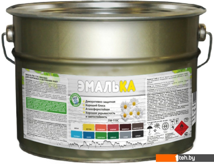  - Краски и эмали Эмалька ПФ-115 С 10 л (салатовый) - ПФ-115 С 10 л (салатовый)