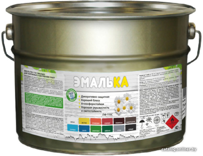  - Краски и эмали Эмалька ПФ-115 С 10 л (серый) - ПФ-115 С 10 л (серый)