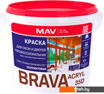  - Краски и эмали Brava Acryl 35D ВД-АК-1035Д 3 л (белый полуматовый) - Acryl 35D ВД-АК-1035Д 3 л (белый полуматовый)