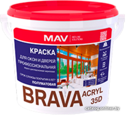  - Краски и эмали Brava Acryl 35D ВД-АК-1035Д 5 л (белый полуглянцевый) - Acryl 35D ВД-АК-1035Д 5 л (белый полуглянцевый)