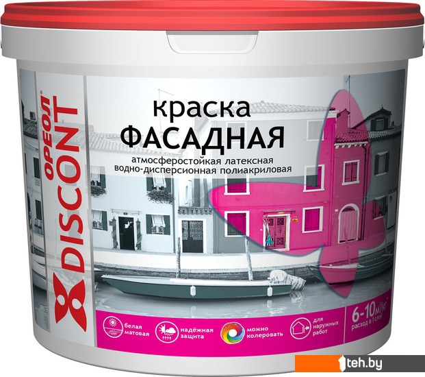  - Краски и эмали Ореол Дисконт фасадная 13 кг (белый матовый) - Дисконт фасадная 13 кг (белый матовый)