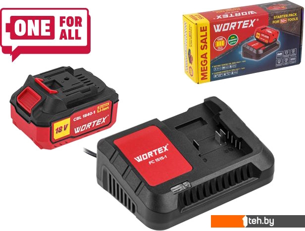  - Аккумуляторы и зарядные устройства для инструмента Wortex 1329412 (18В/4.0 Ah + 18В) - 1329412 (18В/4.0 Ah + 18В)
