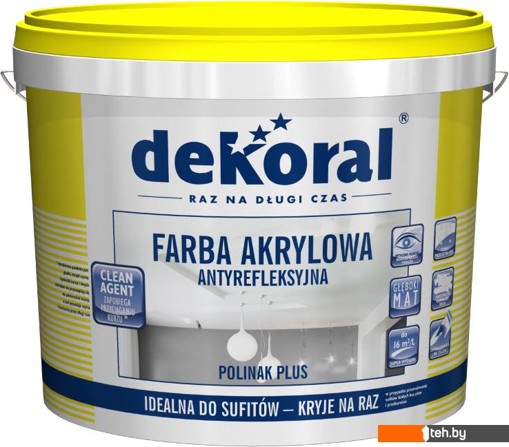  - Краски и эмали Dekoral Polinak Plus Глубокоматовый 10 л (белый) - Polinak Plus Глубокоматовый 10 л (белый)
