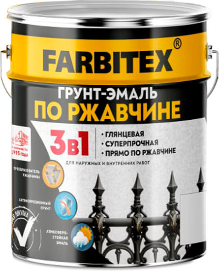  - Краски и эмали Farbitex По ржавчине 3в1 5 кг (синий) - По ржавчине 3в1 5 кг (синий)
