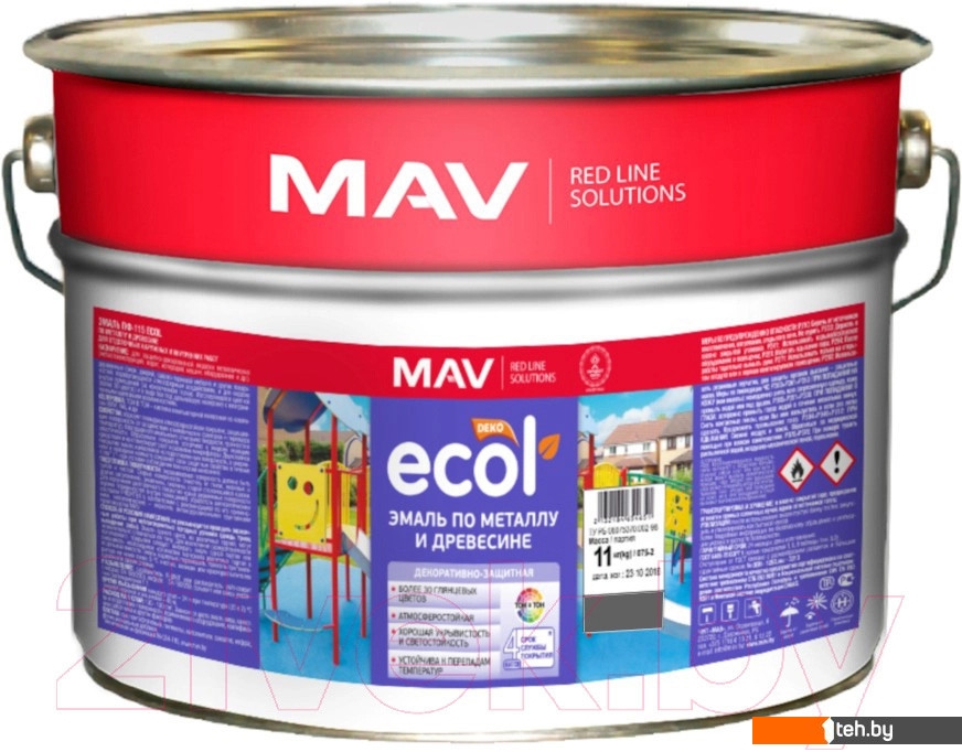  - Краски и эмали MAV Ecol ПФ-115 11 кг (фиолетовый) - Ecol ПФ-115 11 кг (фиолетовый)