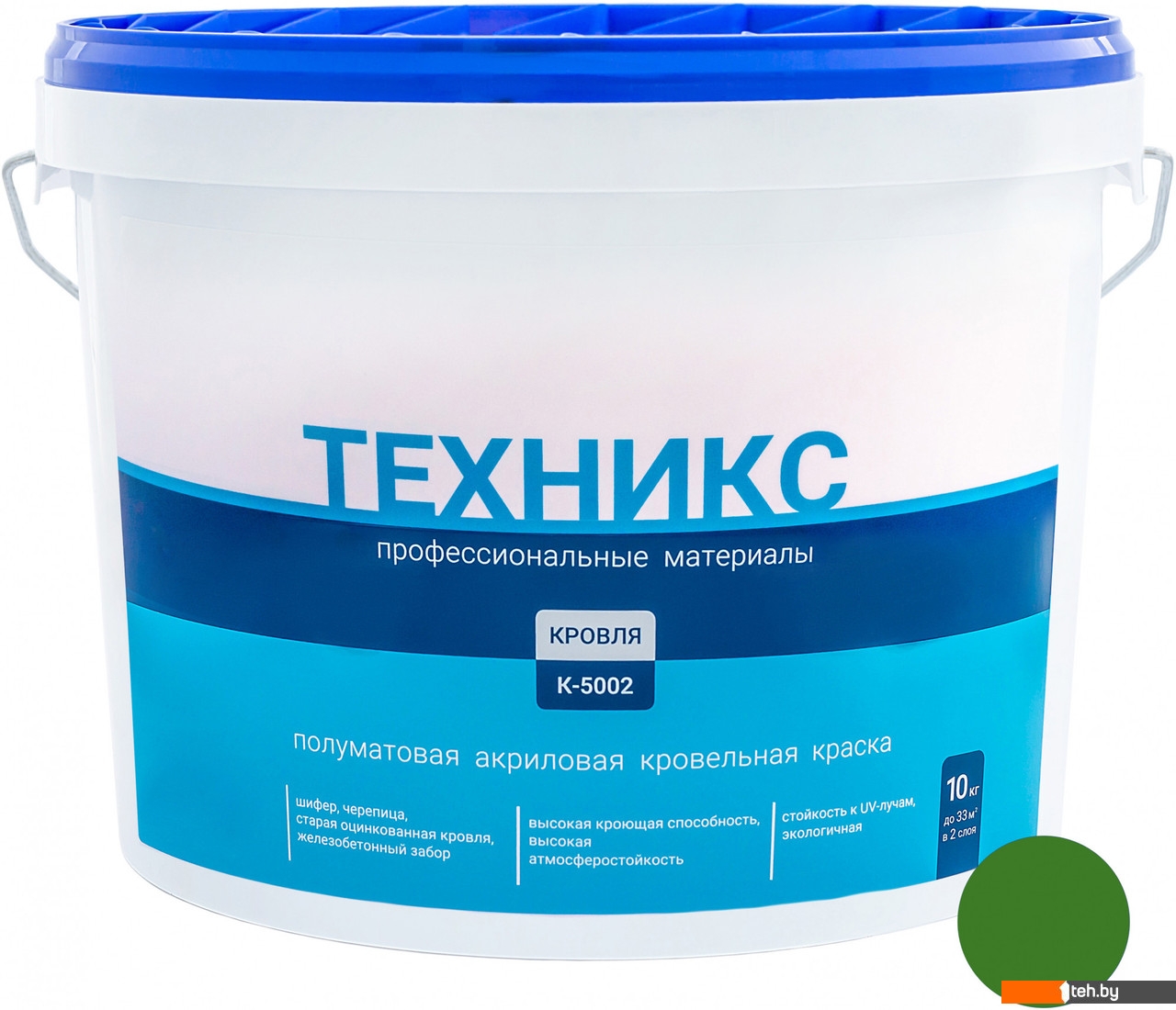 - Краски и эмали Техникс Для кровли К-5002 10 кг (зеленый) - Для кровли К-5002 10 кг (зеленый)
