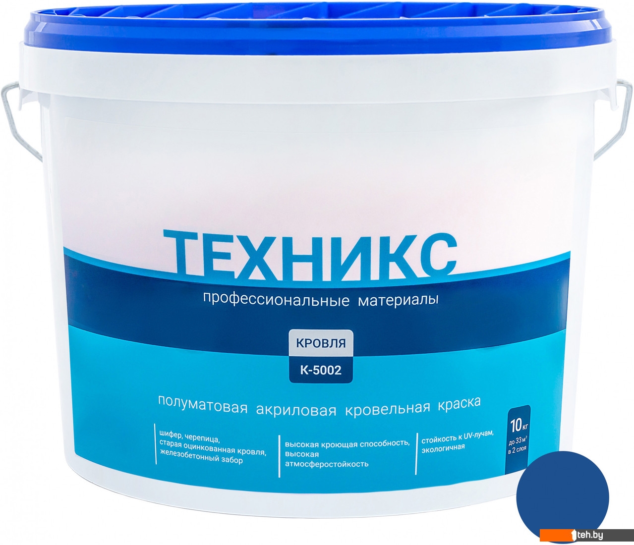  - Краски и эмали Техникс Для кровли К-5002 10 кг (синий) - Для кровли К-5002 10 кг (синий)
