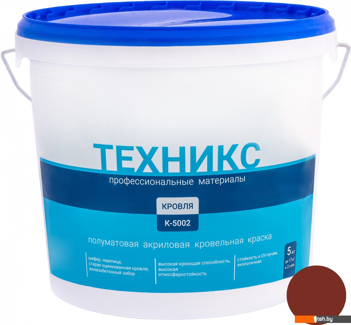  - Краски и эмали Техникс Для кровли К-5002 5 кг (коричневый) - Для кровли К-5002 5 кг (коричневый)