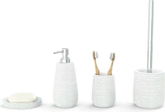  - Аксессуары для ванной и туалета FORA Bricks white (4 предмета) - Bricks white (4 предмета)