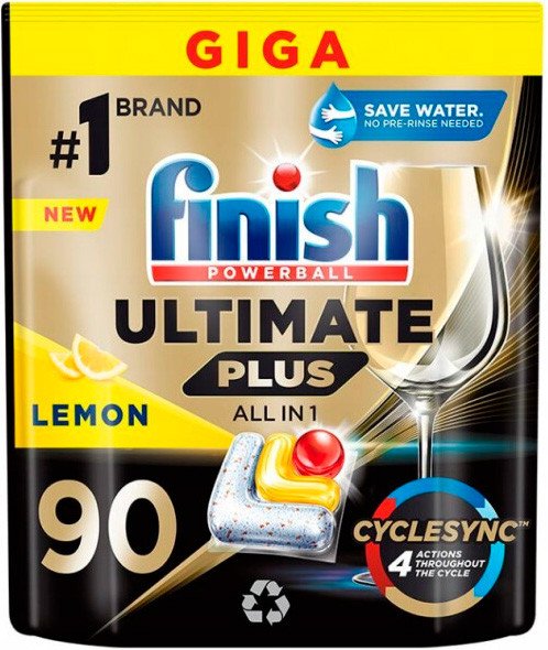  - Бытовая химия Finish Powerball Ultimate Plus All in 1 Лимон (90 шт) - Powerball Ultimate Plus All in 1 Лимон (90 шт)