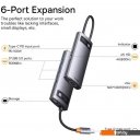 USB-хабы и док-станции Baseus Metal Gleam Series 6-in-1 Multifunctional Type-C HUB Docking Station WKWG030013