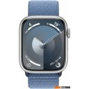 Умные часы и браслеты Apple Watch Series 9 45 мм (алюминиевый корпус, серебристый/зимний синий, нейлоновый ремешок)