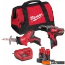 Наборы электроинструментов Milwaukee М12 ВPP2С-402B 4933441230 (шуруповерт, сабельная пила, 2 АКБ, сумка)