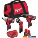 Наборы электроинструментов Milwaukee М12 ВPP3А-202B 4933441225 (шуруповерт, винтоверт, фонарь, 2 АКБ, сумка)