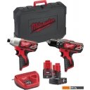 Наборы электроинструментов Milwaukee M12 M12BPP2B-421C 4933443497 (шуруповерт, винтоверт, 2 АКБ, кейс)