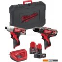 Наборы электроинструментов Milwaukee M12 M12BPP2B-421C 4933443497 (шуруповерт, винтоверт, 2 АКБ, кейс)