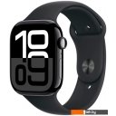 Умные часы и браслеты Apple Watch Series 10 46 мм (алюминиевый корпус, черный/черный, спортивный силиконовый ремешок M/L)