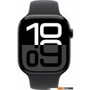 Умные часы и браслеты Apple Watch Series 10 46 мм (алюминиевый корпус, черный/черный, спортивный силиконовый ремешок M/L)