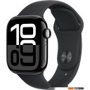 Умные часы и браслеты Apple Watch Series 10 42 мм (алюминиевый корпус, черный/черный, спортивный силиконовый ремешок S/M)