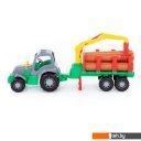 Игрушечный транспорт Полесье Силач трактор с полуприцепом-лесовозом 45041