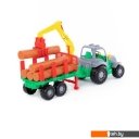 Игрушечный транспорт Полесье Силач трактор с полуприцепом-лесовозом 45041
