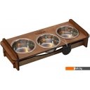 Миски, поилки, кормушки для животных Чешир Обжора 3 миски 200 мл (коричневый)