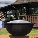 Казаны Davr Metall Узбекский чугунный с крышкой, круглое дно (12 л)