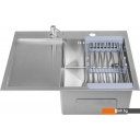 Кухонные мойки Saniteco 6550-R (с сифоном, дозатором и коландером)