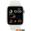 Умные часы и браслеты Apple Watch SE 2 44 мм (алюминиевый корпус, серебристый/белый, спортивный силиконовый ремешок M/L)