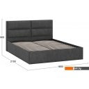 Кровати Трия Глосс универсальный тип 1 с ПМ 160x200 (микровелюр Wellmart Graphite)