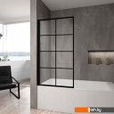 Шторки и карнизы для ванн и поддонов Rea Lagos-1 Fix 70 (черный/прозрачное стекло)