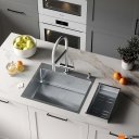Кухонные мойки Roxen Simple 560220-55 сатин (с коландером и дозатором)