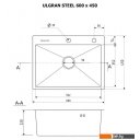 Кухонные мойки Ulgran Steel 60x45 (брашированная сталь)