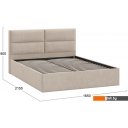 Кровати Трия Глосс универсальный тип 1 160x200 (микровелюр Wellmart Dark Beige)