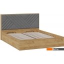 Кровати Трия Хилтон универсальная тип 1 и заглушиной 160x200 (дуб крафт золотой/велюр серый)