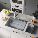 Кухонные мойки Roxen Simple 560220-70 сатин (с коландером и дозатором)